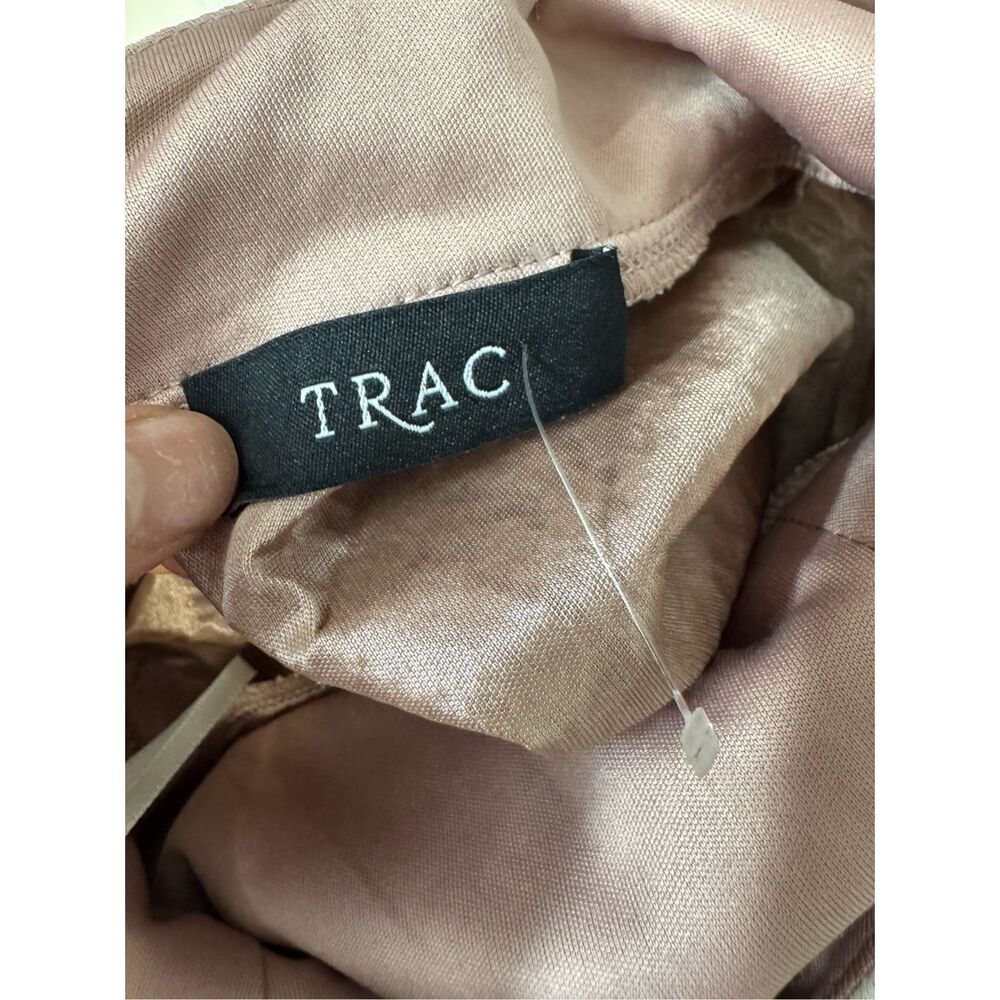 TRAC Ivory Over Mauve Pink Floral Lace Dress Womens Large L Backless Homecoming - Picture 7 of 7